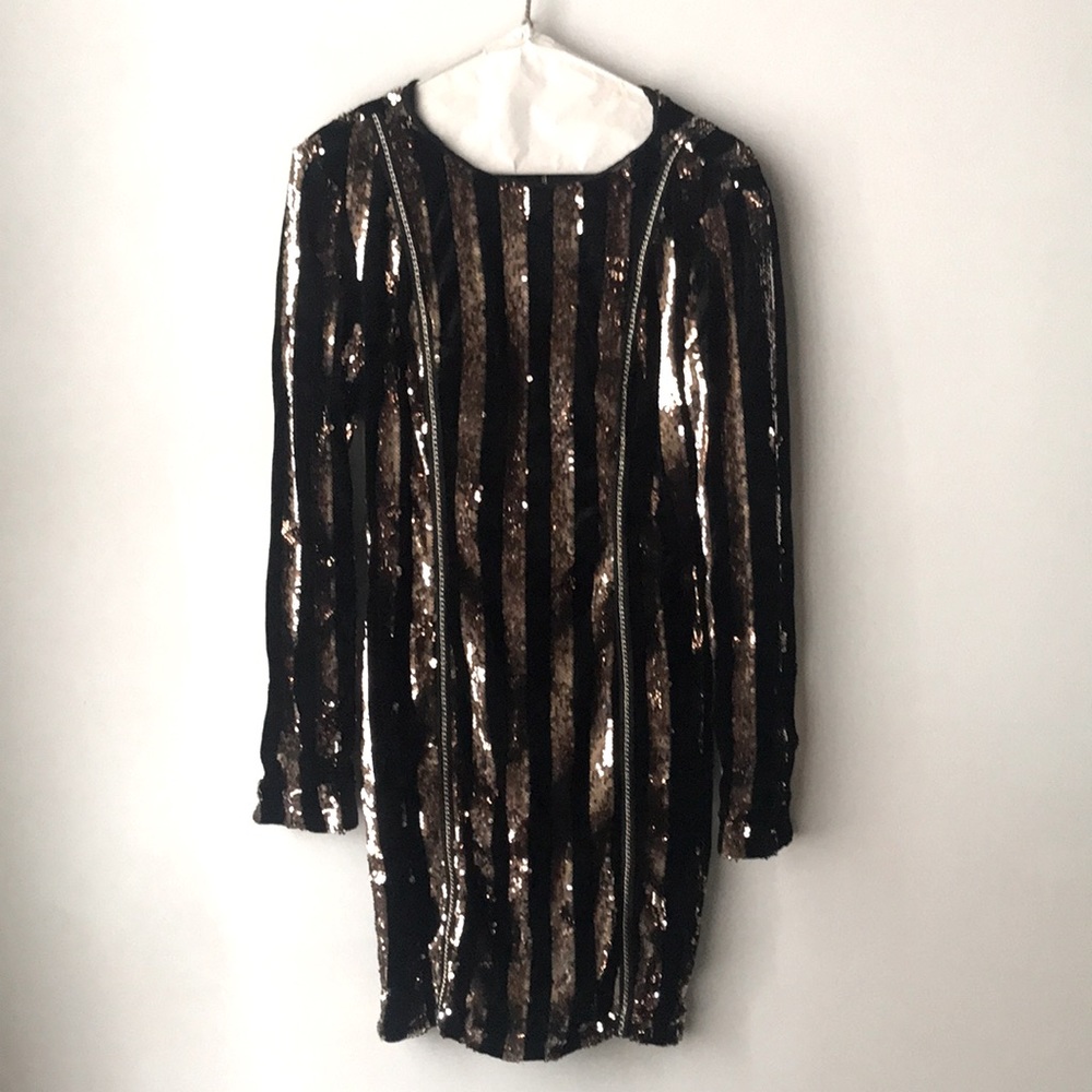 Akira NWT Black/Gold Velour/ Sequins Dress size L